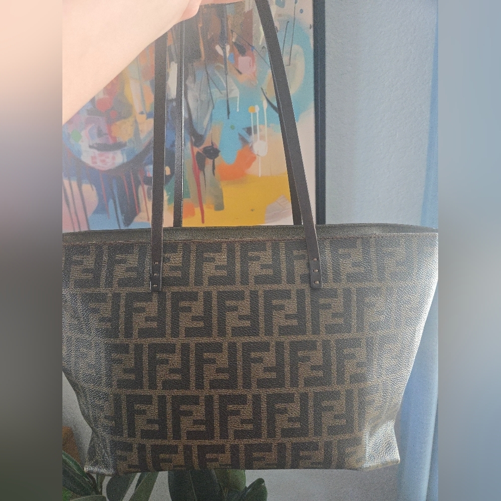 Fendi Zucca Print Brown Zippered Tote And Wallet Set Excellent Used Condition - Picture 5 of 17